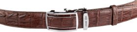 Ремень-автомат из натуральной кожи крокодила (каймана) коричневого цвета CROCODILE LEATHER (024-18235)
