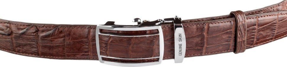 Ремень-автомат из натуральной кожи крокодила (каймана) коричневого цвета CROCODILE LEATHER (024-18235) modnotak фото №2