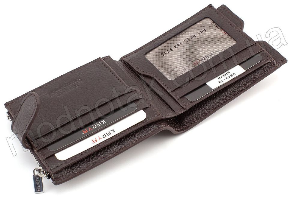 Оригинальный кожаный кошелек на кнопке KARYA (0949-39)