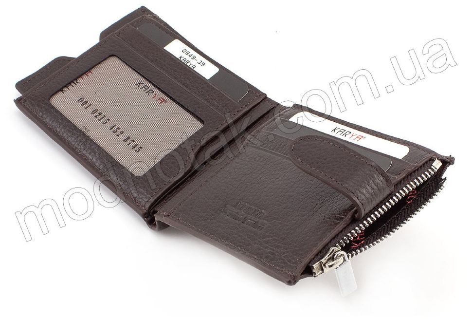 Оригинальный кожаный кошелек на кнопке KARYA (0949-39)