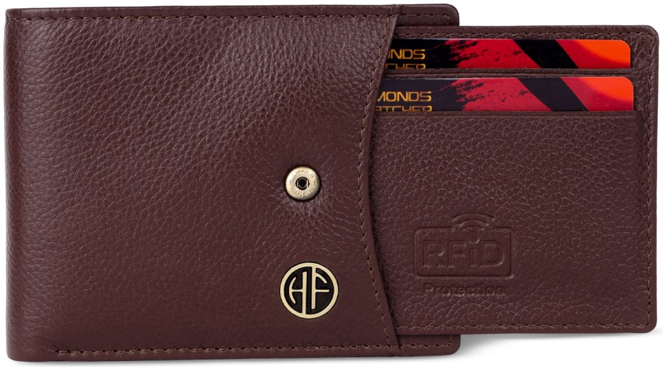 Мужское классическое портмоне на кнопке со съемным блоком Hammonds Flycatcher HF502 коричневого цвета 108033 modnotak фото №2