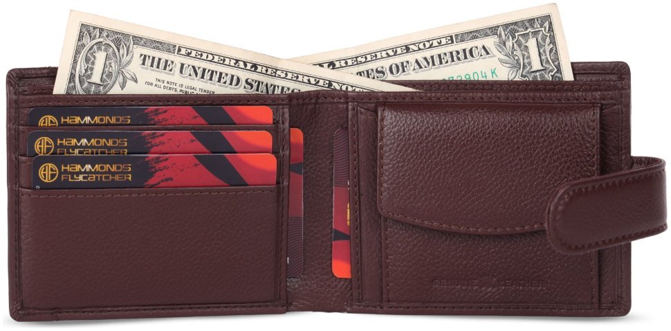 Мужское классическое портмоне на кнопке со съемным блоком Hammonds Flycatcher HF502 коричневого цвета 108033 modnotak фото №3