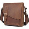 Молодежная коричневого цвета кожаная мужская сумка Vintage (20206) - 1