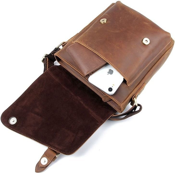 Молодежная коричневого цвета кожаная мужская сумка Vintage (20206)