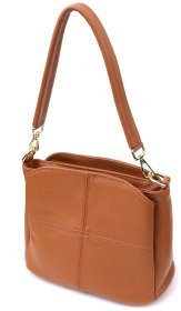 Стильна жіноча сумка на кожен день із натуральної фактурної шкіри через плече Vintage 98133 рудого кольору