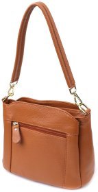 Стильна жіноча сумка на кожен день із натуральної фактурної шкіри через плече Vintage 98133 рудого кольору