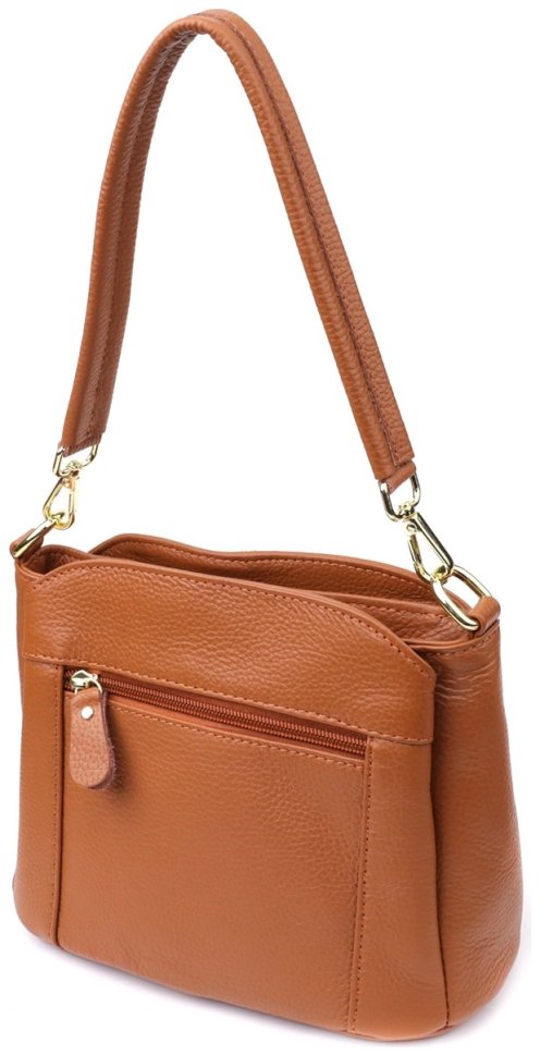 Стильная женская сумка на каждый день из натуральной фактурной кожи через плечо Vintage 98133 рыжего цвета modnotak фото №2