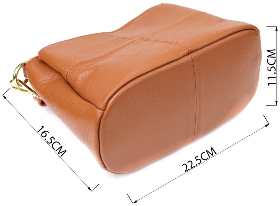 Стильная женская сумка на каждый день из натуральной фактурной кожи через плечо Vintage 98133 рыжего цвета modnotak фото №3