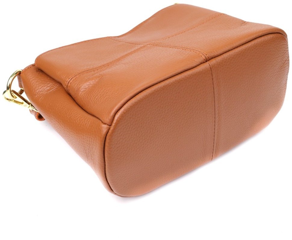 Стильная женская сумка на каждый день из натуральной фактурной кожи через плечо Vintage 98133 рыжего цвета modnotak фото №6