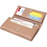 Бежевий жіночий просторий гаманець із натуральної шкіри із клапаном на кнопці CANPELLINI (2421523) - 3