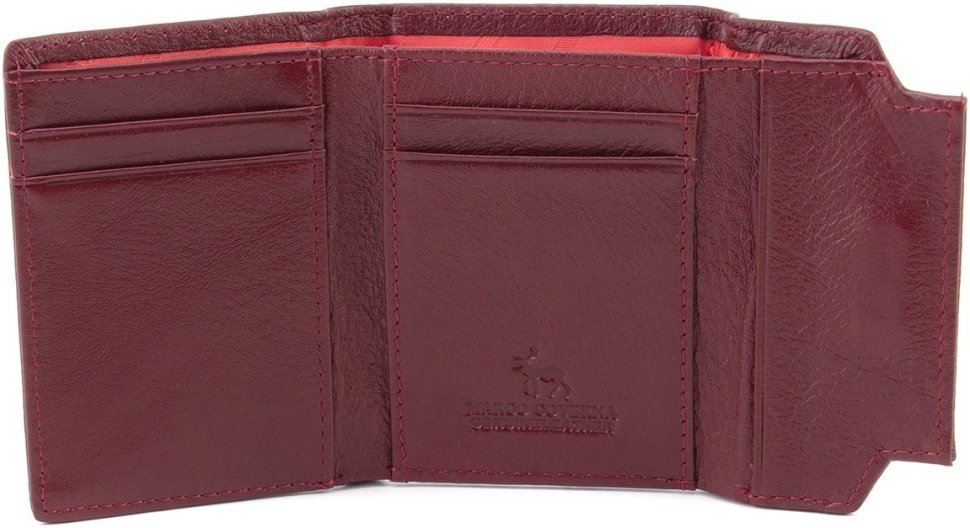 Маленький жіночий гаманець із натуральної шкіри бордового кольору Marco Coverna 68633