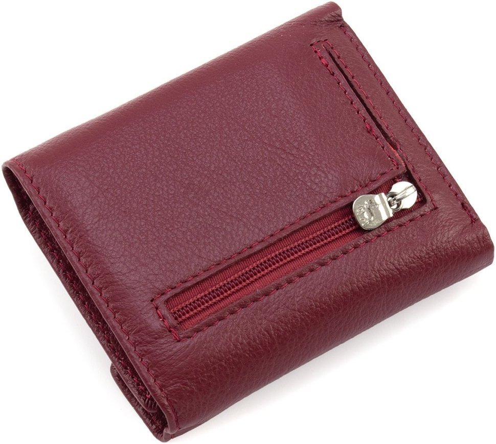 Маленький жіночий гаманець із натуральної шкіри бордового кольору Marco Coverna 68633
