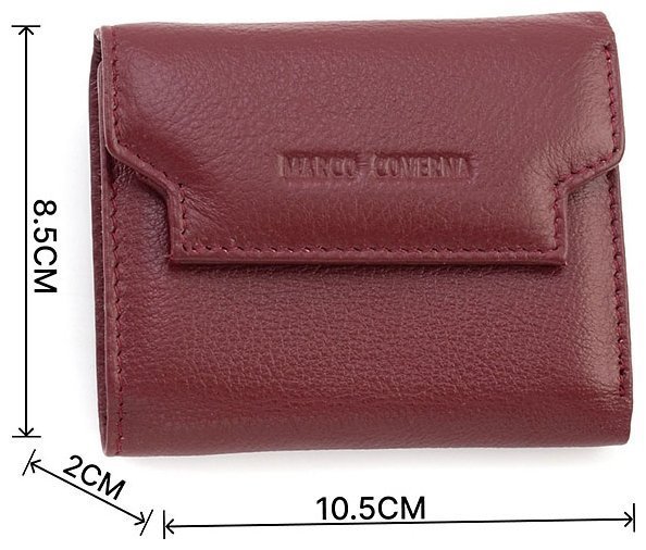Маленький жіночий гаманець із натуральної шкіри бордового кольору Marco Coverna 68633 modnotak фото №3