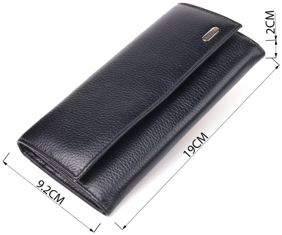 Чорний жіночий гаманець із натуральної зернистої шкіри з клапаном на кнопці CANPELLINI (2421625) фото №9 Чорний жіночий гаманець із натуральної зернистої шкіри з клапаном на кнопці CANPELLINI (2421625) modnotak фото №9