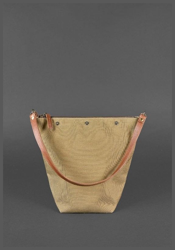 Шкіряна плетена сумка жіноча на плече світло-коричневого кольору BlankNote Пазл M 78733