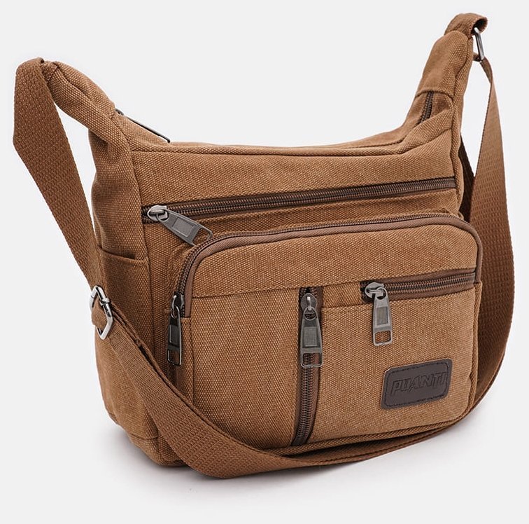 Компактная мужская сумка из прочного текстиля коричневого цвета Monsen 88733 modnotak фото №3