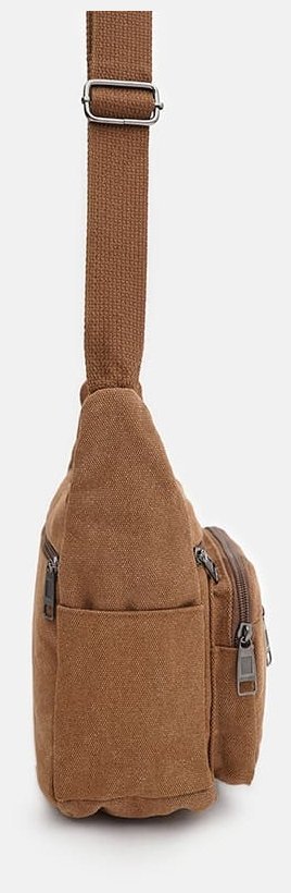 Компактная мужская сумка из прочного текстиля коричневого цвета Monsen 88733 modnotak фото №4