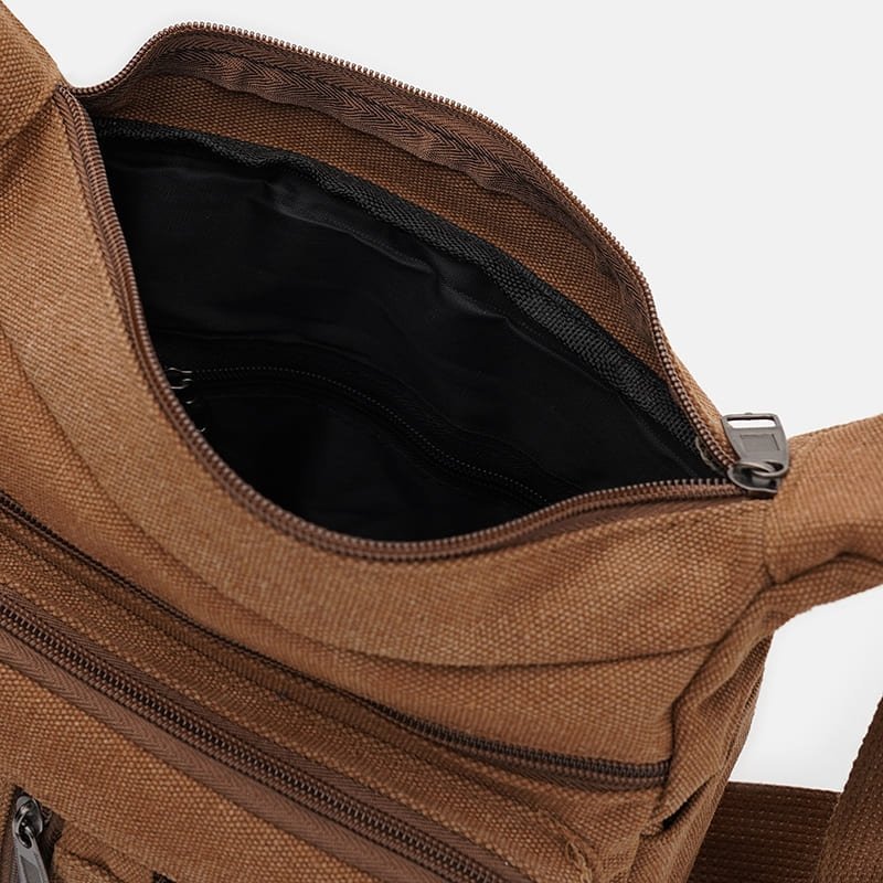 Компактная мужская сумка из прочного текстиля коричневого цвета Monsen 88733 modnotak фото №5