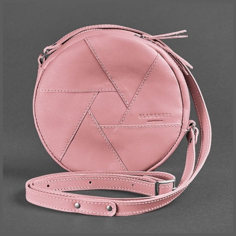 Кожаная розовая женская сумка-кроссбоди круглой формы BlankNote Бон-Бон 78833