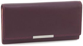 Сливовий жіночий гаманець з натуральної шкіри з навісним клапаном на кнопці - Visconti Paloma 68933