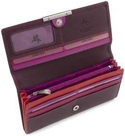 Сливовий жіночий гаманець з натуральної шкіри з навісним клапаном на кнопці - Visconti Paloma 68933