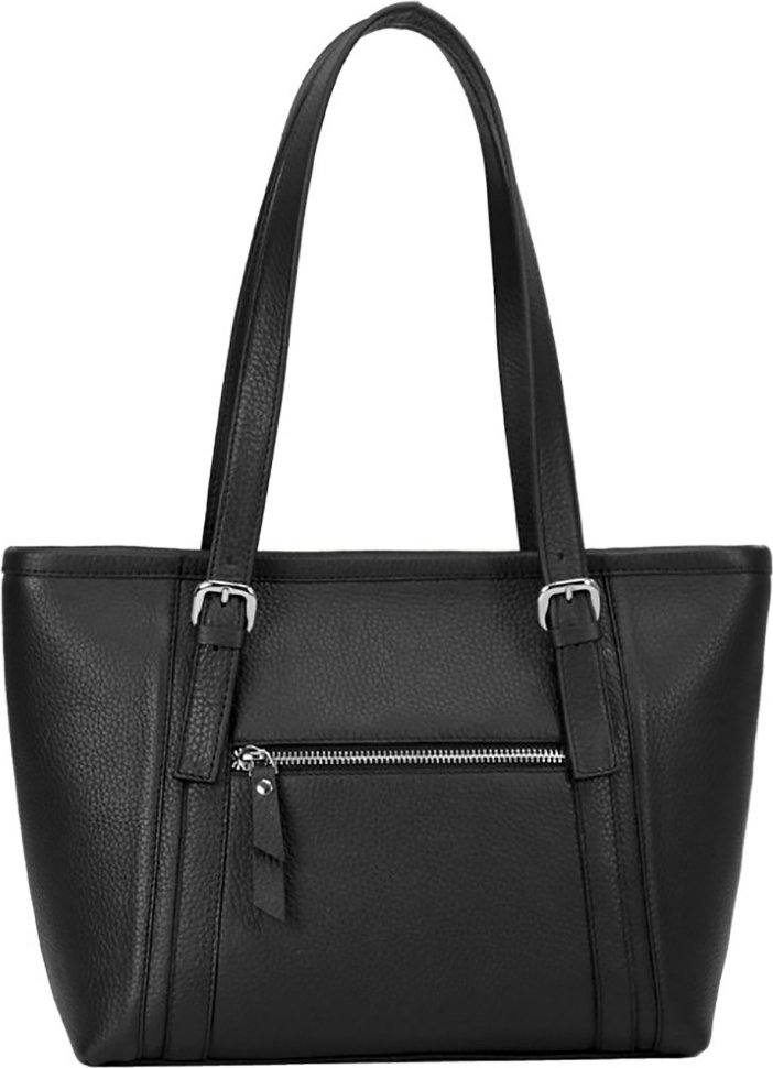 Жіноча сумка чорного кольору зі шкіри флотар з довгими ручками Issa Hara Ірена (27081)