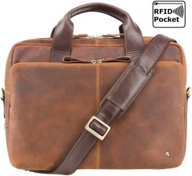 Світло-коричнева чоловіча сумка для ноутбука з вінтажної шкіри Visconti Hugo 69033