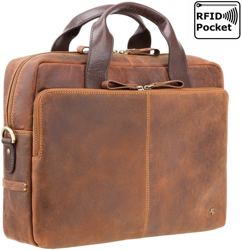 Світло-коричнева чоловіча сумка для ноутбука з вінтажної шкіри Visconti Hugo 69033