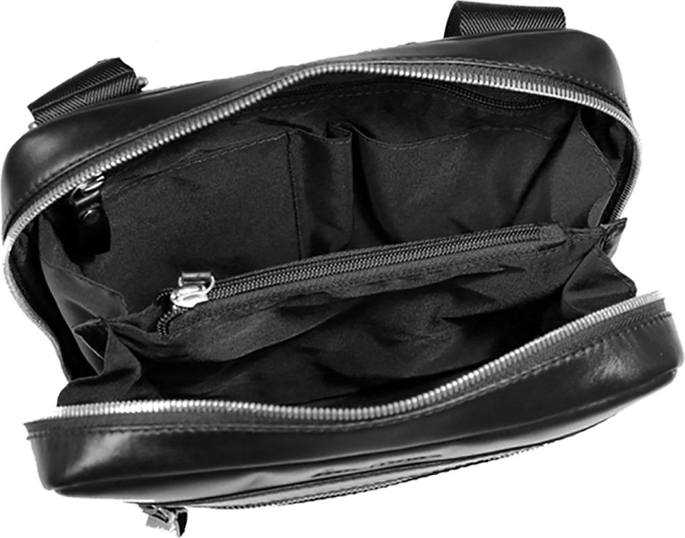 Черная мужская сумка-планшет из натуральной кожи на молнии Issa Hara (27065)
