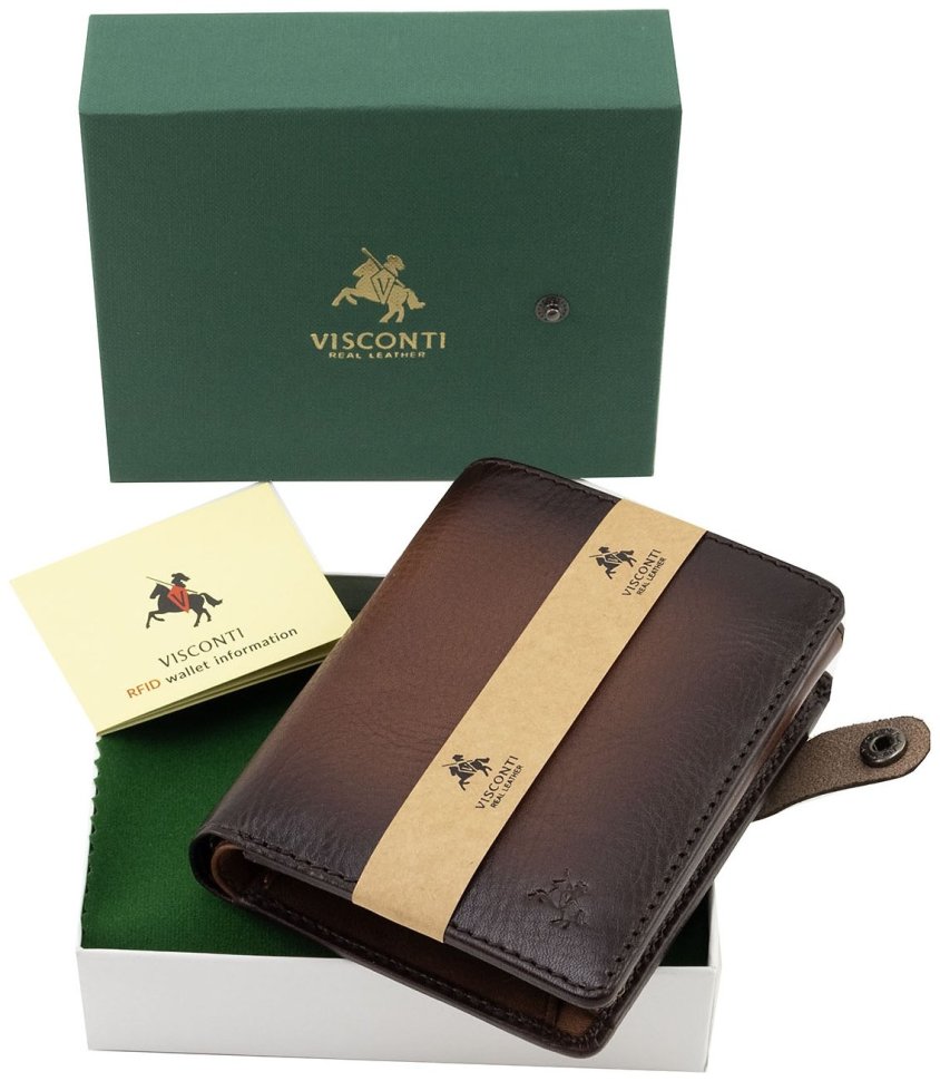 Коричневое мужское портмоне из натуральной кожи с блоком для карт и документов Visconti Hector 69133 фото №10 Коричневое мужское портмоне из натуральной кожи с блоком для карт и документов Visconti Hector 69133 modnotak фото №10