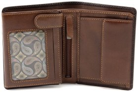 Коричневе чоловіче портмоне з натуральної шкіри з блоком для карт та документів Visconti Hector 69133