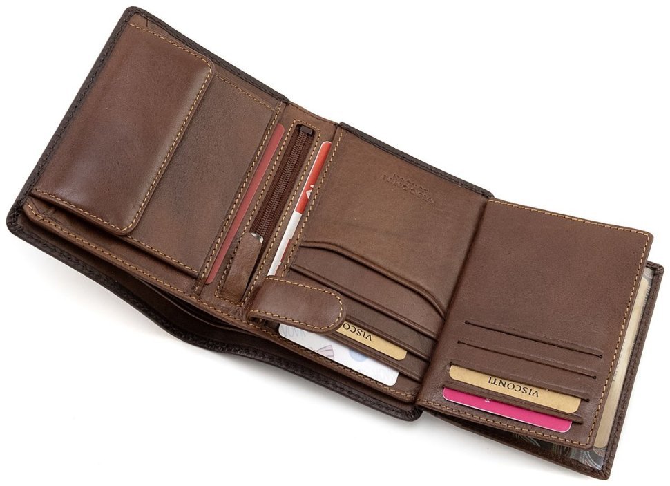 Коричневое мужское портмоне из натуральной кожи с блоком для карт и документов Visconti Hector 69133 фото №7 Коричневое мужское портмоне из натуральной кожи с блоком для карт и документов Visconti Hector 69133 modnotak фото №7