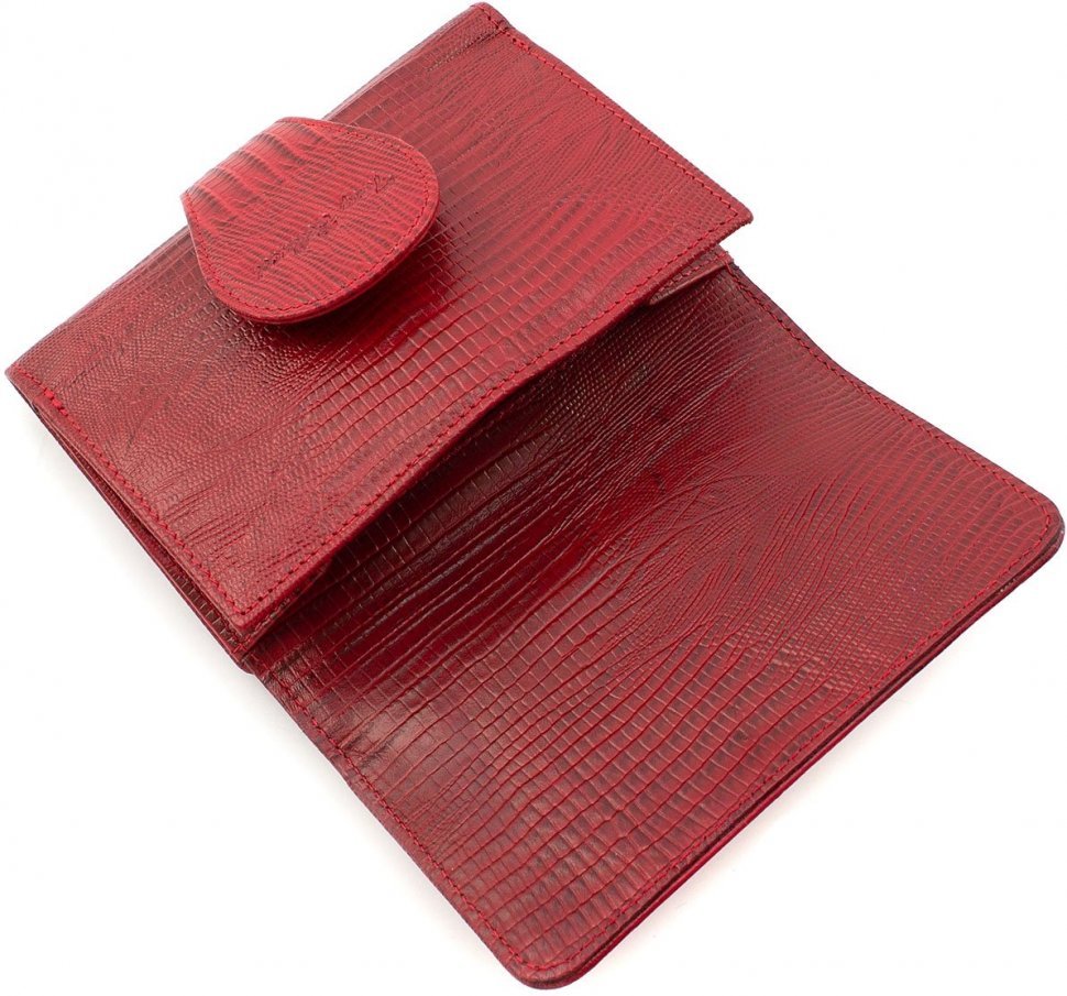 Жіночий червоний гаманець з натуральної шкіри з тисненням під рептилію Tony Bellucci (12466)