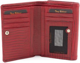 Женский красный кошелек из натуральной кожи с тиснением под рептилию Tony Bellucci (12466) - 2
