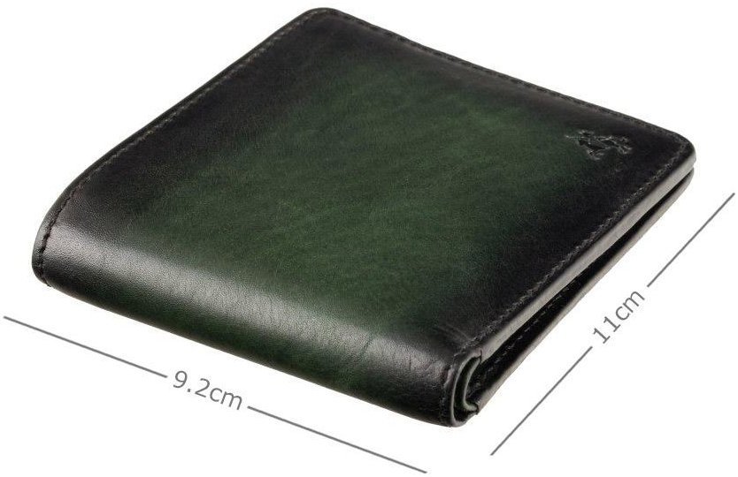 Темно-зеленое мужское портмоне из натуральной кожи без монетницы Visconti Milo 69233