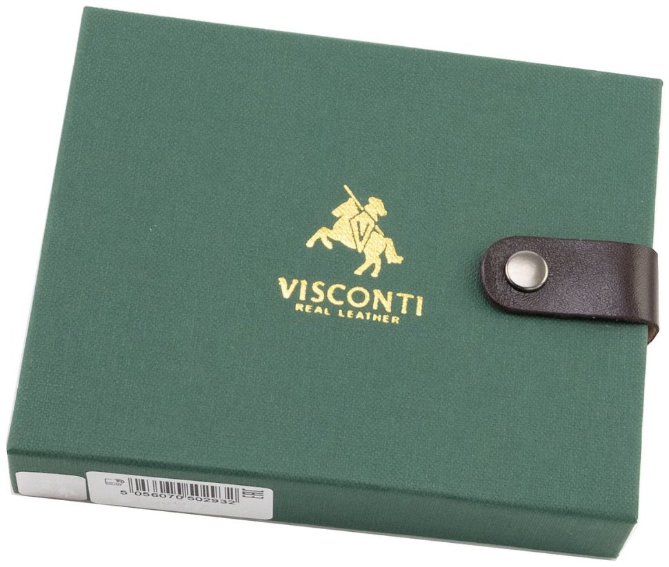 Темно-зеленое мужское портмоне из натуральной кожи без монетницы Visconti Milo 69233 modnotak фото №6