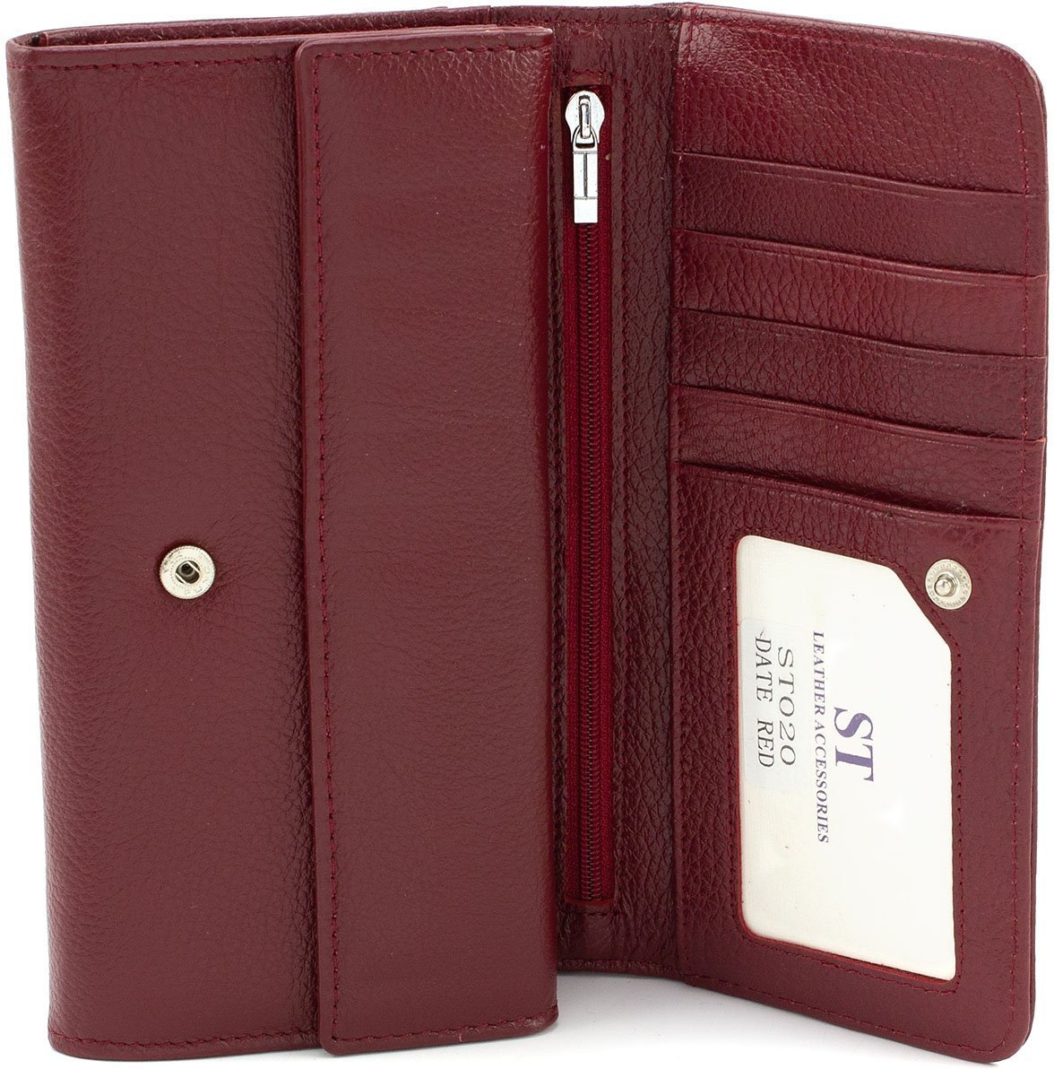 Жіночий бордовий гаманець великого розміру з клапаном на кнопці ST Leather (15400)