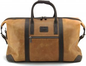 Дорожня сумка з натуральної шкіри кольору Кемел в стилі вінтаж Tom Stone (10935) - 2