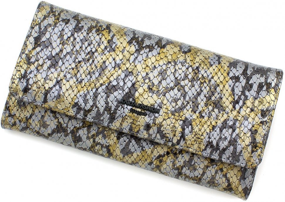 Великий жіночий гаманець з натуральної шкіри з фактурою під змію KARYA (15565)