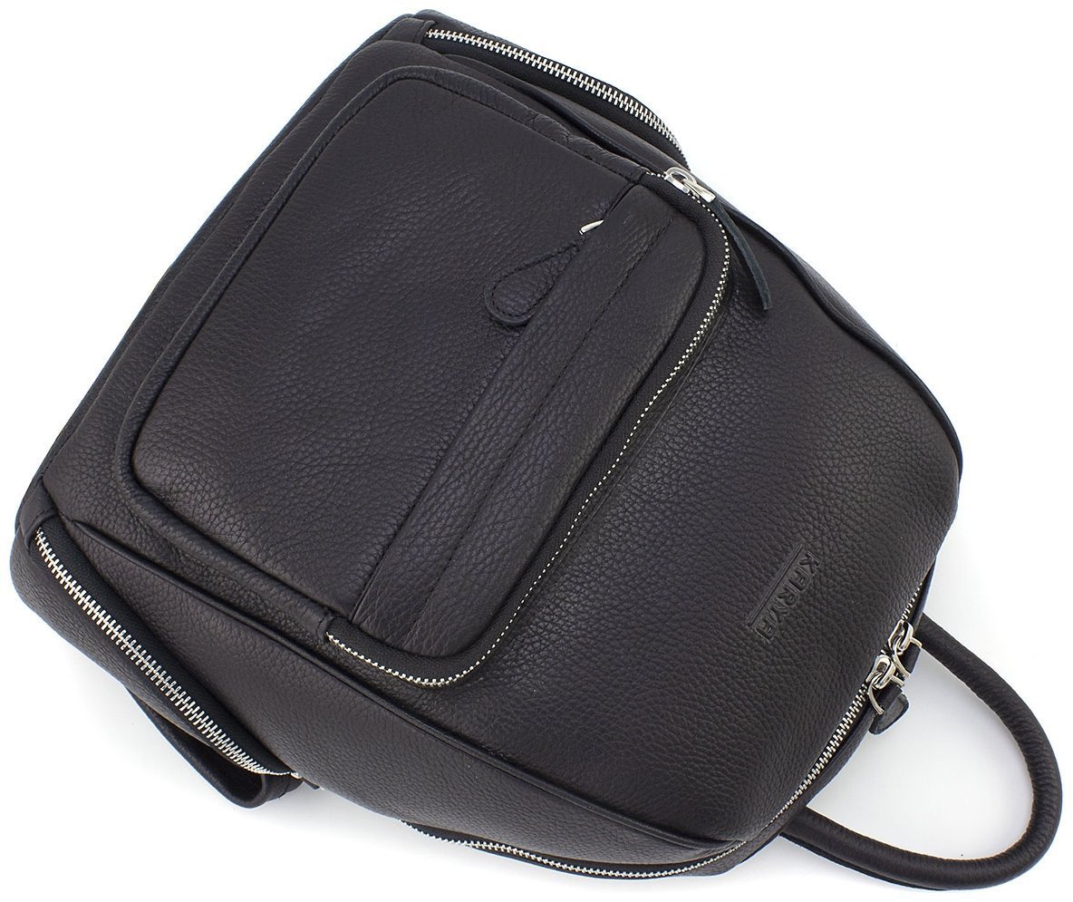 Черный женский городской рюкзак формата А4 из натуральной кожи KARYA 69733