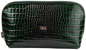 Зеленая женская косметичка из лакированной кожи под крокодила Desisan 79933