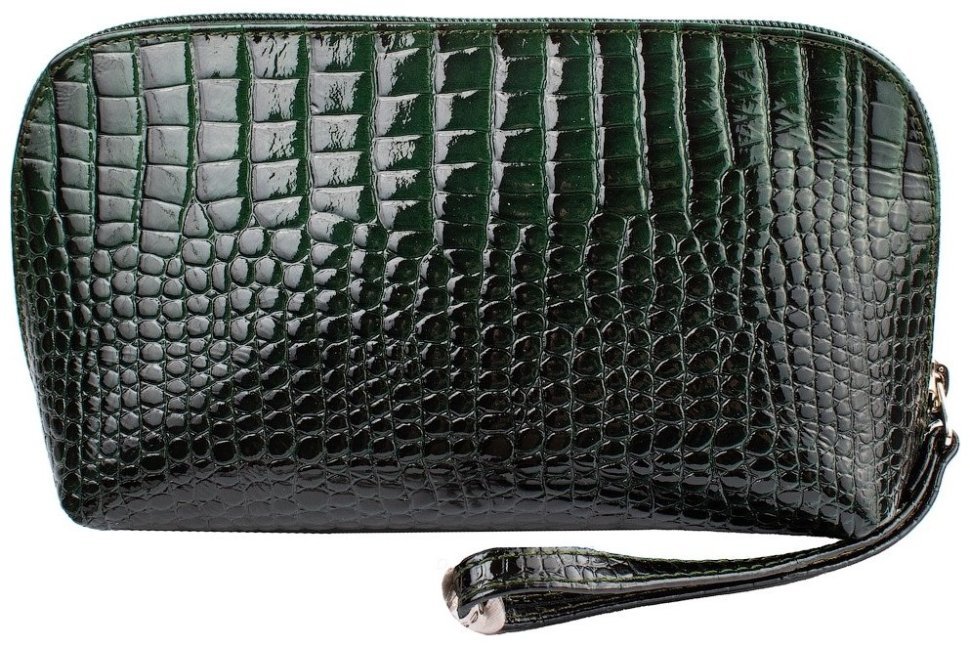 Зеленая женская косметичка из лакированной кожи под крокодила Desisan 79933 modnotak фото №4