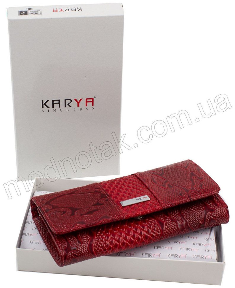 Жіночий червоний гаманець з фактурою під рептилію KARYA (1050-019)