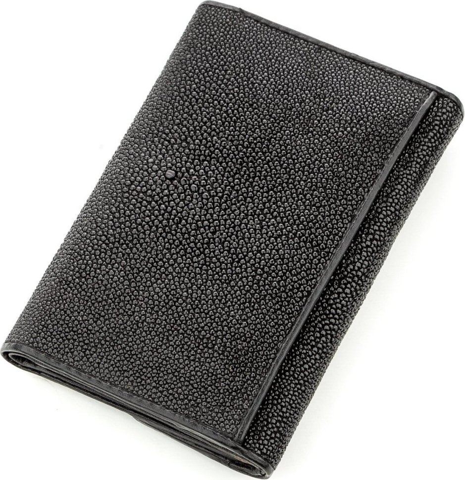 Зручний жіночий гаманець з чорної шкіри морського ската STINGRAY LEATHER (024-18560)
