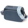 Компактная женская плечевая сумка из натуральной кожи синего цвета Vintage 2422297 - 1