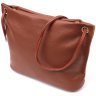 Середня жіноча сумка на плече із фактурної шкіри коричневого кольору Vintage 2422397 - 1