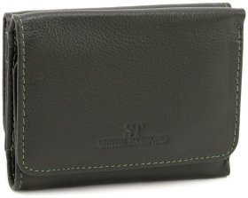 Шкіряний жіночий гаманець малого розміру з магнітною застібкою ST Leather 90834 зелений колір