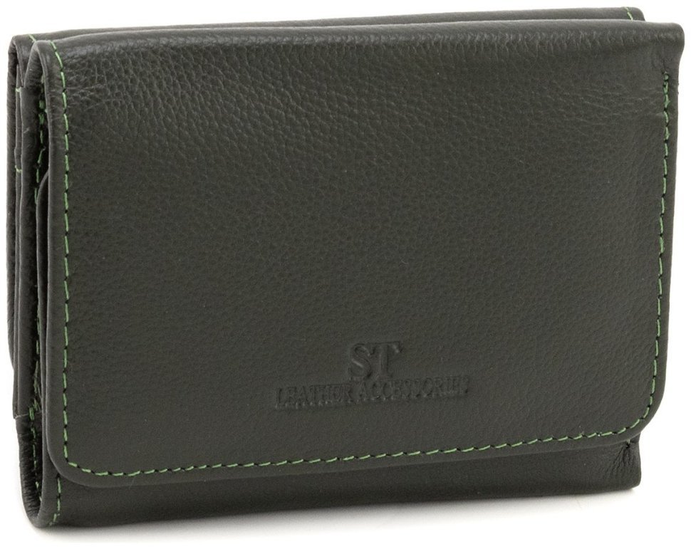 Кожаный женский кошелек малого размера с магнитной застежкой ST Leather 90834 зеленый цвет modnotak фото №1