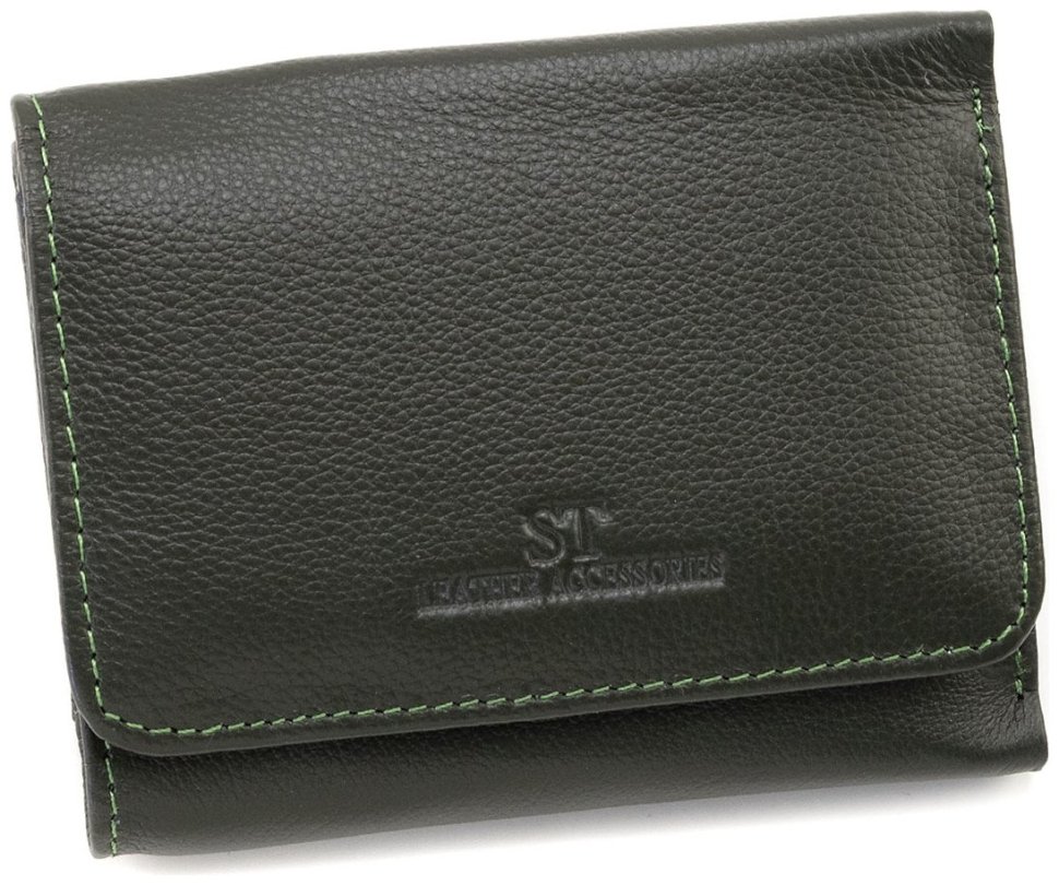 Кожаный женский кошелек малого размера с магнитной застежкой ST Leather 90834 зеленый цвет modnotak фото №3