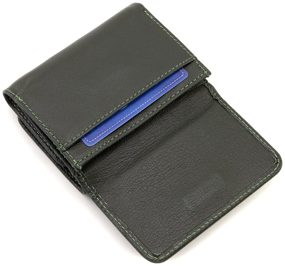 Кожаный женский кошелек малого размера с магнитной застежкой ST Leather 90834 зеленый цвет modnotak фото №6